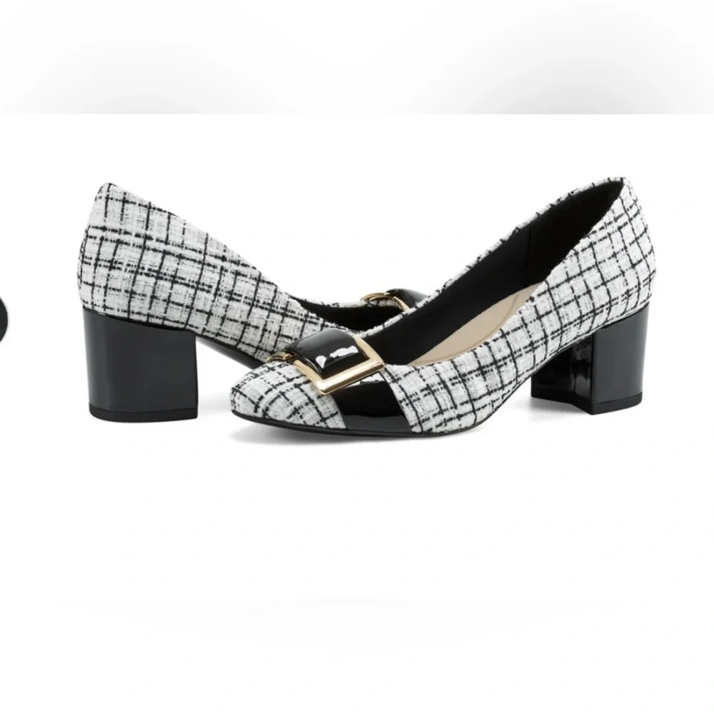 Easy Spirit Cheryl Dress Pumps Black Ivory Neutral Leather Office Formal Sz 10M - Picture 3 of 15